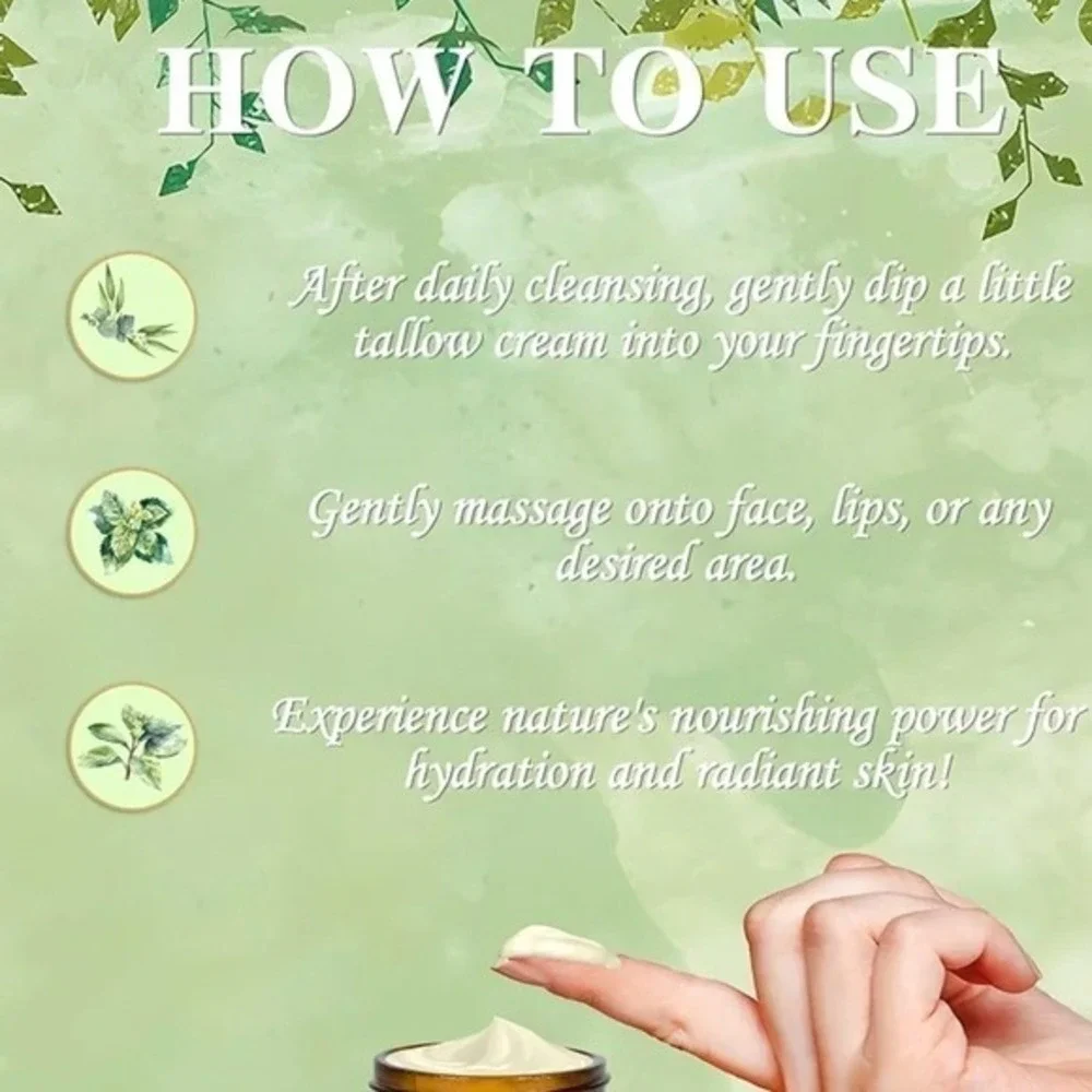 Beef Tallow and Honey Balm 60g Grass Fed Grass Finished Moisturizer Cream